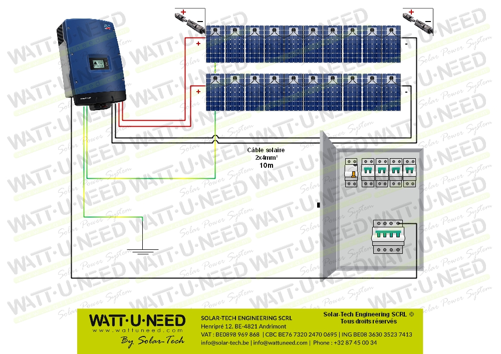 Kit 20 panneaux autoconsommation - réinjection TRI 5000W sans stockage